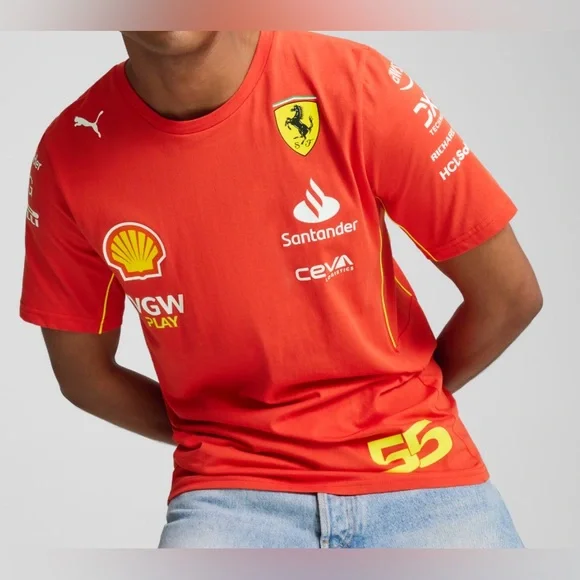 Puma Authentic Scuderia Ferrari Carlos Sainz 763604-01 Red T-Shirt Men’s Sz: M - Picture 2 of 6
